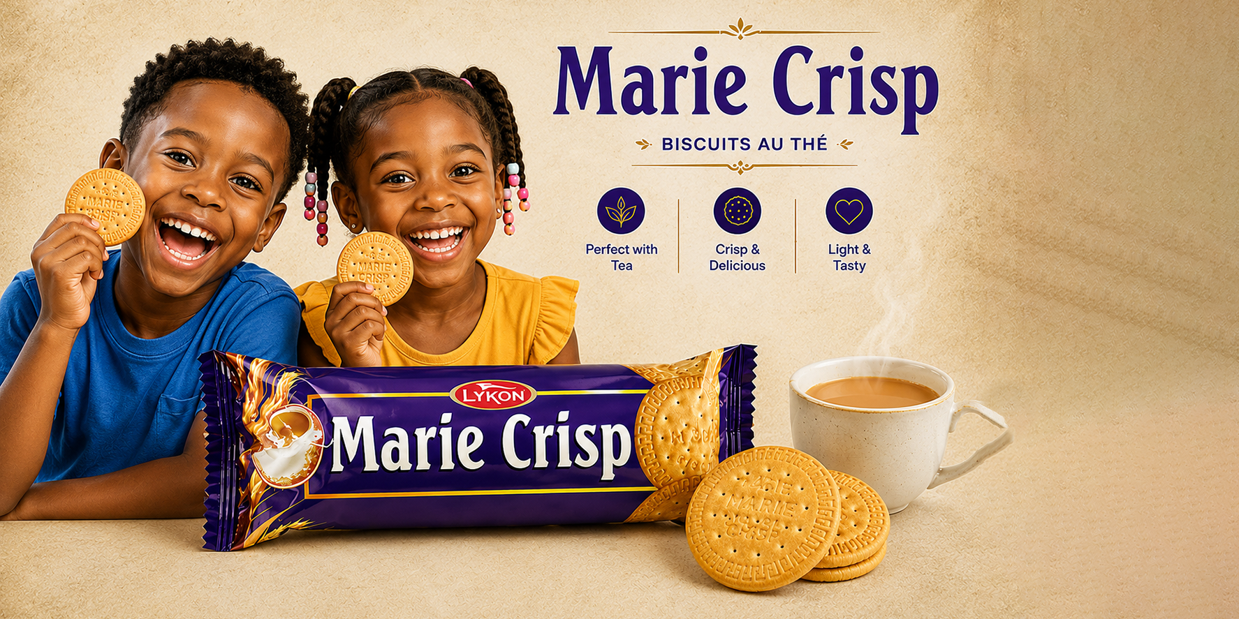 Assorted biscuits on a plate with tea